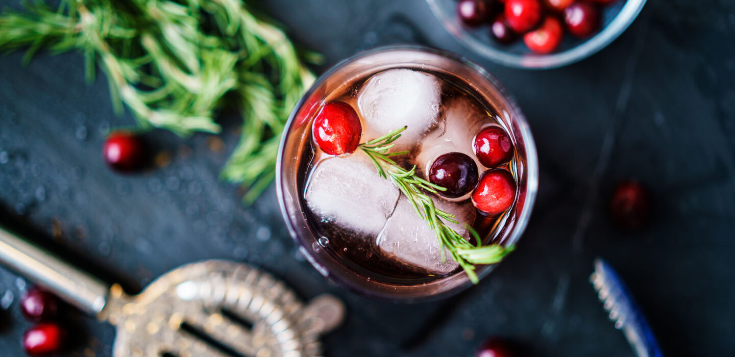 Cranberry and rosemary cocktail
